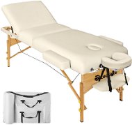 Skladacie masážne ležadlo drevené 3 zóny béžové - Masážny stôl