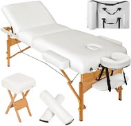 Skládací masážní lehátko dřevěné 3 zóny s rolemi bílé - Massage Table