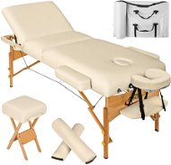 Skládací masážní lehátko dřevěné 3 zóny s rolemi béžové - Massage Table