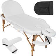 Skladacie masážne ležadlo drevené oválne biele - Masážny stôl