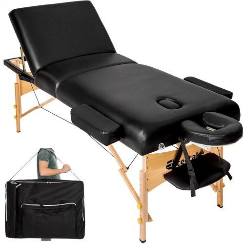 Folding wooden massage lounger 3 zones black - Massage Table - Main image