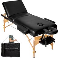 Skládací masážní lehátko dřevěné 3 zóny černé - Massage Table