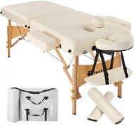 Skladacie masážne ležadlo drevené 2 zóny béžové - Masážny stôl