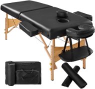 Skladacie masážne ležadlo drevené 2 zóny čierne - Masážny stôl