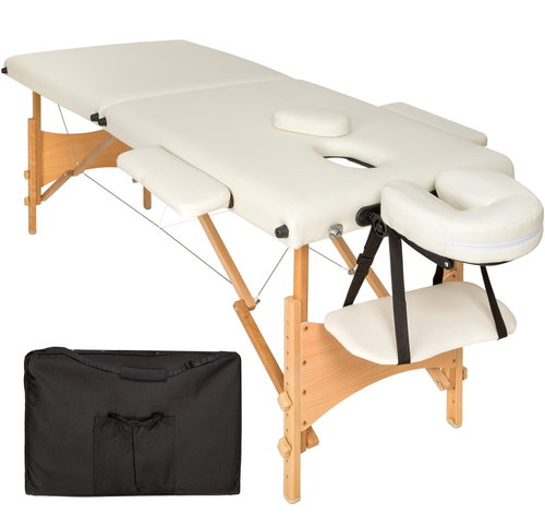 Folding wooden massage lounger 2 zones beige - Massage Table - Main image
