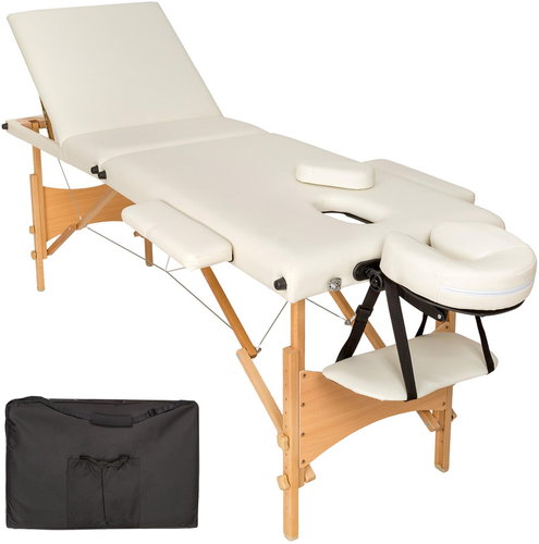 Folding wooden massage lounger 3 zones beige - Massage Table - Main image