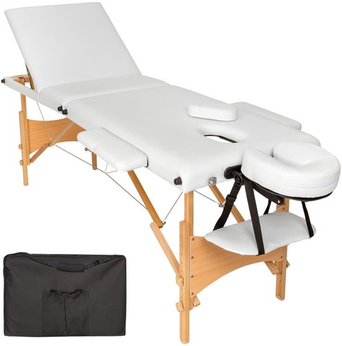 Folding wooden massage lounger 3 zones white - Massage Table - Main image