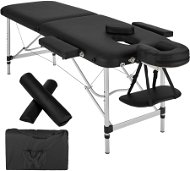Masážne ležadlo s čalúnením 2 zóny, valčeky a hliníkový rám, čierne - Masážny stôl