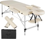 Masážne ležadlo s čalúnením 2 zóny, valčeky a hliníkovým rámom béžové - Masážny stôl