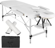 Masážne ležadlo s čalúnením 2 zóny, s valčekmi a hliníkovým rámom biele - Masážny stôl
