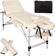 Skladacie masážne ležadlo s taškou a kolieskami 3 zóny béžové - Masážny stôl