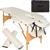 Masážne ležadlo Freddi 2 zóny s kolieskami a dreveným rámom béžové - Masážny stôl