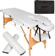 Masážne ležadlo Freddi 2 zóny s kolieskami a dreveným rámom biele - Masážny stôl