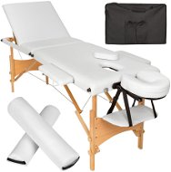 Masážne ležadlo Daniel 3 zóny s kolieskami a dreveným rámom biele - Masážny stôl