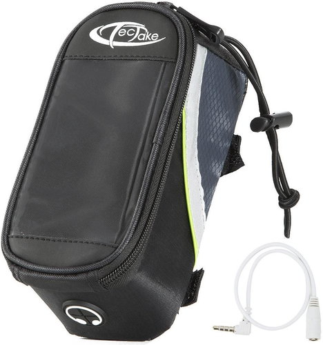 Smartphone holder with bag 18 × 8.5 × 8.5 cm black with green - Bike Bag - Main image