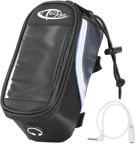 Smartphone holder with bag 18 × 8.5 × 8.5 cm black with blue - Bike Bag - Main image