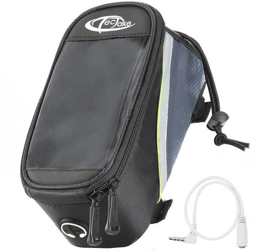 Smartphone holder with bag 20 × 9.5 × 10 cm black with green - Bike Bag - Main image