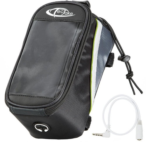 Smartphone holder with bag 20,5 × 10 × 10,5 cm black with green - Bike Bag - Main image