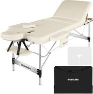 TecTake Massage recliner with 5cm padding and aluminium frame 3 zones, cream - Massage Table