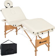 TecTake Folding wooden massage lounger 4 zones, beige - Massage Table