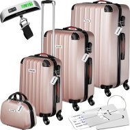 Tectake Cestovné kufre Cleo s váhou na batožinu – súprava 4 ks – ružová – zlatá - Sada kufrov
