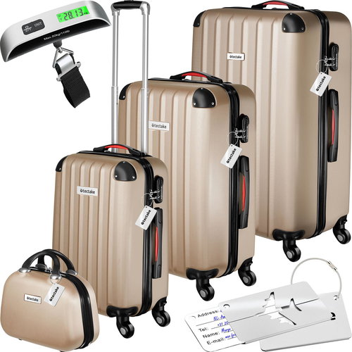 Tectake Cleo travel suitcases with luggage weight - set of 4 - champagne - Case Set - Main image