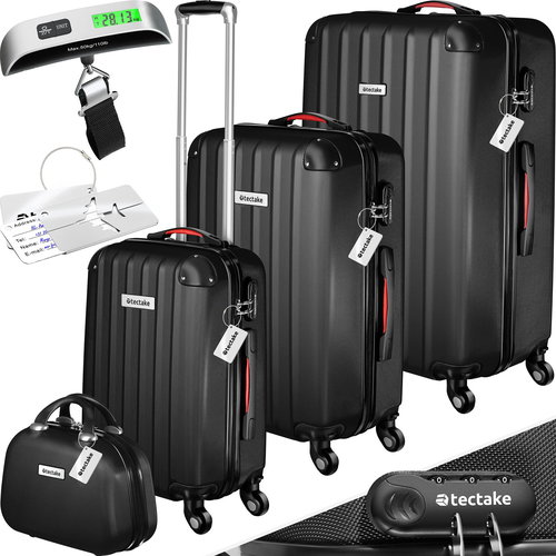 Tectake Cleo travel suitcases with luggage scale - set of 4 - black - Case Set - Main image