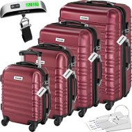 Tectake Cestovní pevné kufry Mila s váhou na zavazadla – sada 4 ks - vínová - Case Set