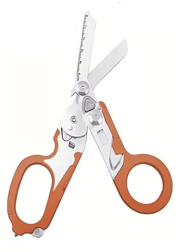 PRONETT XJ5382 Multifunctional folding scissors 6 in 1 brown - Tape Scissors - Main image