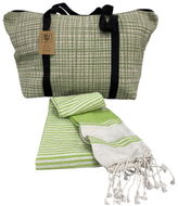 Textilomanie Stylový set plážové tašky + osušky Hamam 75 × 150 cm, zelený, 100% bavlna - Taška