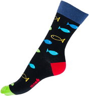 Gosh GP13 - Black with Fish, size 43-46 (1 pair) - Socks