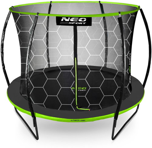 Neo-Sport Profiled garden trampoline 10 feet / 312 cm with inner net, black - green - Trampoline - Main image