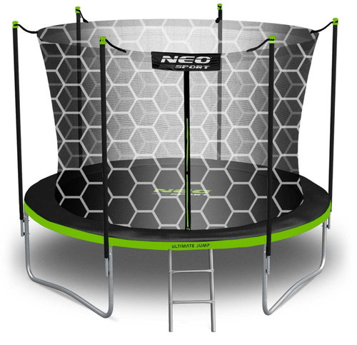 Neo-Sport Garden trampoline 8 feet / 252 cm with indoor net and ladder, black - green - Trampoline - Main image