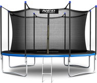 Neo-Sport Garden trampoline 12 ft / 374 cm with indoor net and ladder, black - blue - Trampoline