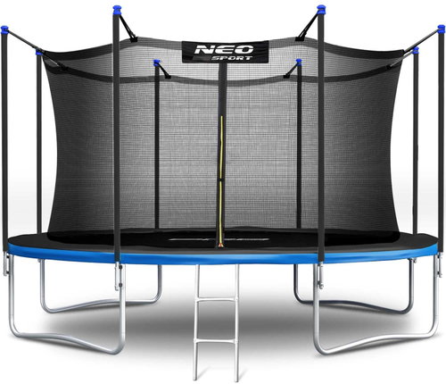 Neo-Sport Garden trampoline 12 ft / 374 cm with indoor net and ladder, black - blue - Trampoline - Main image