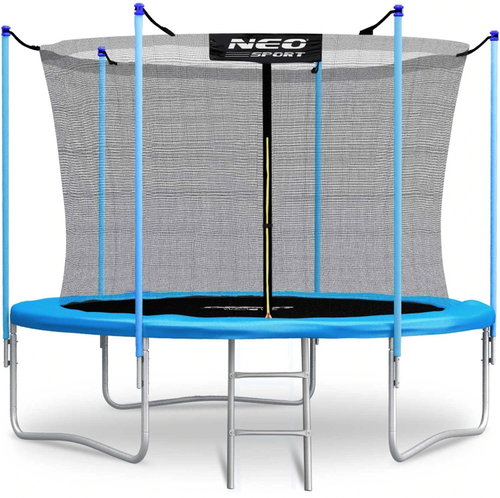 NEO-SPORT Trampoline 10 ft/312 cm, light blue, with inner net + ladder - Trampoline - Main image