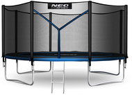 NEO-SPORT Trampoline 13 ft/404 cm, blue, with outdoor net + ladder - Trampoline