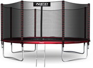 NEO-SPORT Trampoline 13 ft/404 cm, red, with outdoor net + ladder - Trampoline