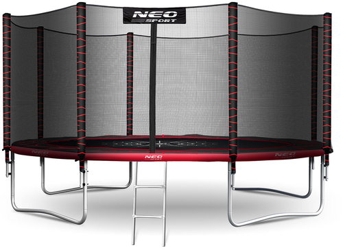 NEO-SPORT Trampoline 13 ft/404 cm, red, with outdoor net + ladder - Trampoline - Main image