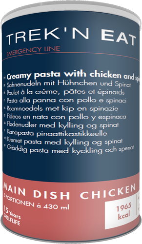 Trek'n eat Emergency Food Pasta with crispy chicken, cream and spinach 500 g - MRE - Main image