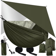 TRIZAND 25364 Turistická hamaka s moskytiérou 260 × 140 cm zelená - Hamaka
