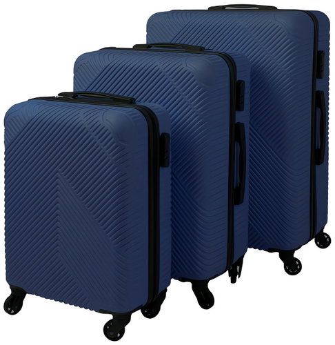 TRIZAND 26664 Travel case set 3 pcs, 39/70/99 l, blue - Case Set - Main image