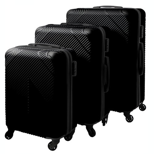 TRIZAND 26661 Travel case set 3 pcs, 39/70/99 l, black - Case Set - Main image