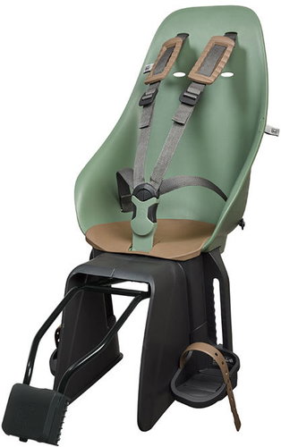 Urban Iki Rear Bike Seat with Adapter and Seatpost Carrier Set Icho Green/Kurumi Brown - Children's Bike Seat - Main image