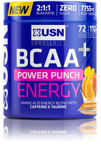 USN BCAA+ Power Punch Energy, 400g, mango and orange - Amino Acids - Main image