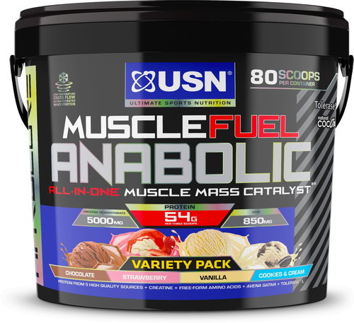 USN Muscle Fuel Anabolic Variety pack (Chocolate, Strawberry, Vanilla and Cookies & Cream) 4kg - Gainer - Main image