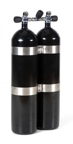 Vitkovice Cylinders Complete twin 2 × 12 l / 230 bar, concave bottom, black - Pressure Cylinder - Main image