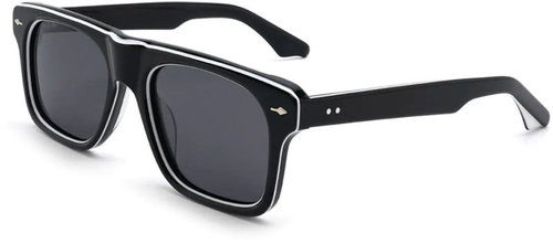 VeyRey acetate polarized sunglasses Crawier, black and white rim, black lenses - Glasses - Main image