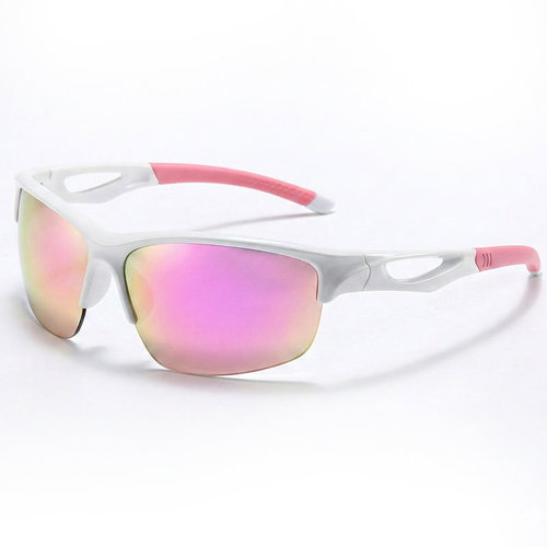 VeyRey Sports Polarized Sunglasses Blixe White Rim, Pink Glasses - Cycling Glasses - Main image