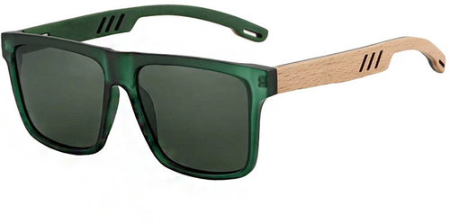 VeyRey Polarized Sunglasses nerd imitation wood Surance green frame, black lenses - Glasses - Main image